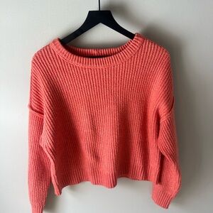 American Eagle Outfitters Coral Ribbed Crewneck Sweater